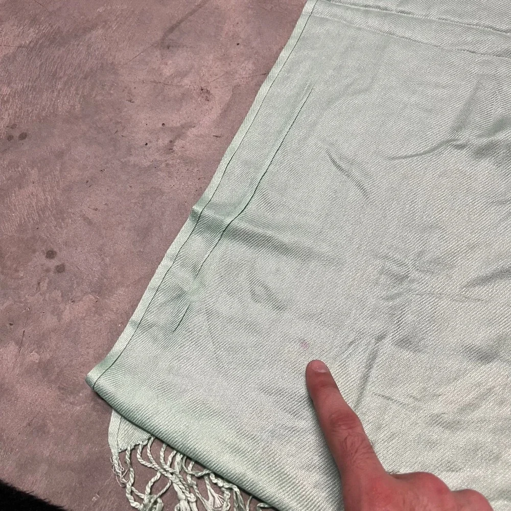 Pashmina Mint Green Scarf Wrap 100% Pashmina Fringed Shawl Lightweight Solid